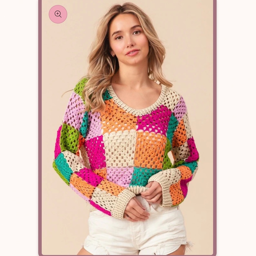 BiBi Multicolor Patchwork Knit Sweater